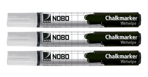 Nobo WB Marker Chalkmarker für Glasboard, rund, weiß (3)