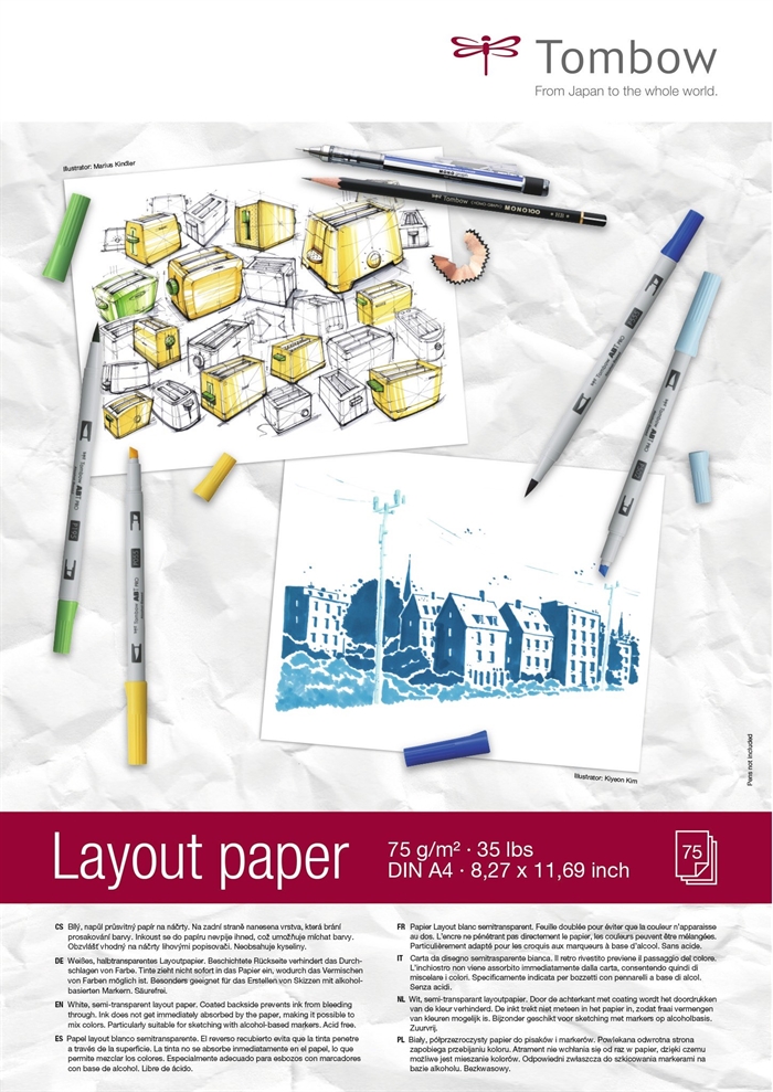 Tombow Layoutblock A4 75g 75 Blatt