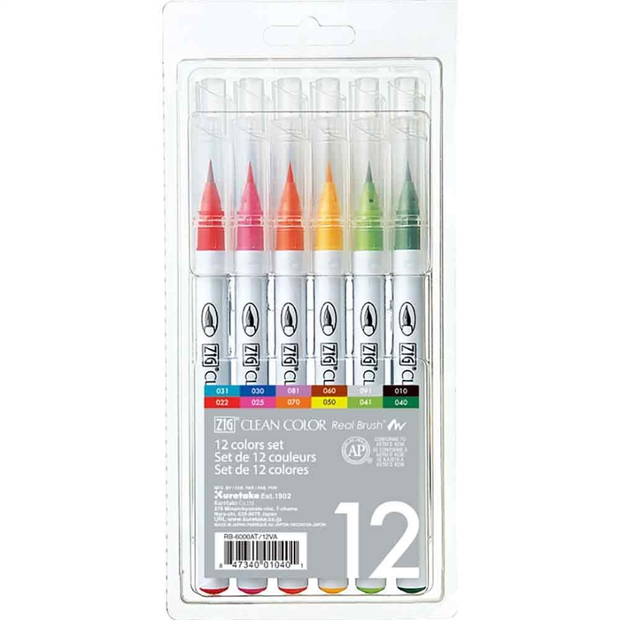 Bitte übersetzen Sie in Deutsch: 

ZIG Clean Color Pinselstift-Set mit 12 Stücken