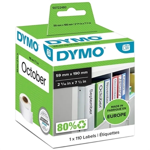 Dymo Etiketten für Aktenordner 59 x 190 mm weiß, 110 Stück.