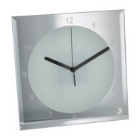 Glass Clock, 20cm Square, Black Metal Hands Including Mechanism