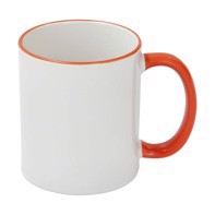 Sublimation Mug 11oz - Rim & handle Orange Dishwasher & Microwave Safe