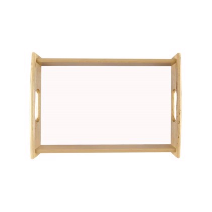 Unisub Small Natural Serving Tray with Hardboard Insert Gloss White Wood/Hardboard - Insert 203,2 x 330,2 x 3,18 mm