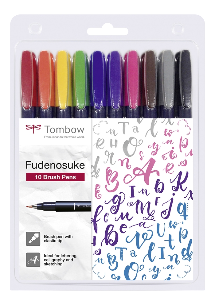 Tombow Marker Fudenosuke Hard Tip (10)