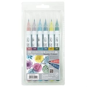 ZIG Clean Color Pensel Pen Set mit 6 Stück rauchigen Farben.